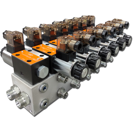 ROZDZIELACZ HYDRAULICZNY CETOP 6 SEKCYJNY 60L ELEKTRYCZNY 12V